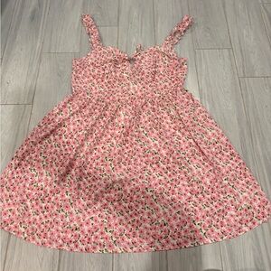Cider Pink Floral Sundress with Green Accents